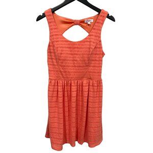 Candies Eyelet Cutout Back Mini Dress Womens Large Sleeveless Summer Party Coral